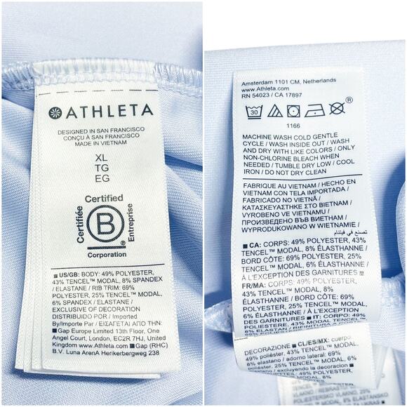ATHLETA Seasoft Rib 1/4-Zip Modal-Blend Sweatshirt in Gossamer Blue Size XL - Picture 9 of 9